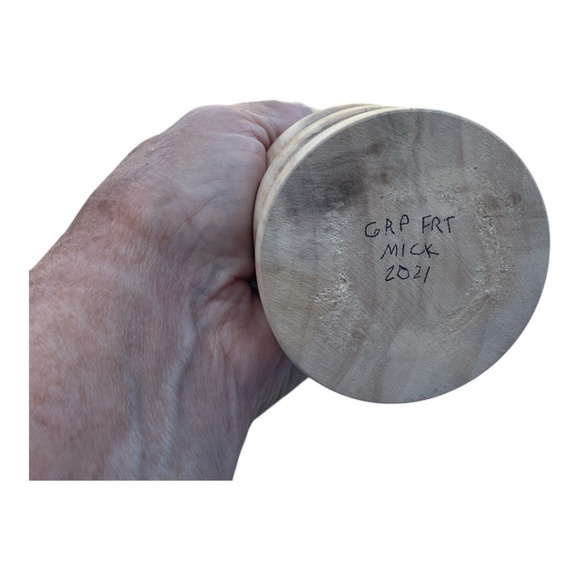 Hand Crafted Fruitwood Wood Vase Candleholder signed 7” tall unfinished - Picture 4 of 8